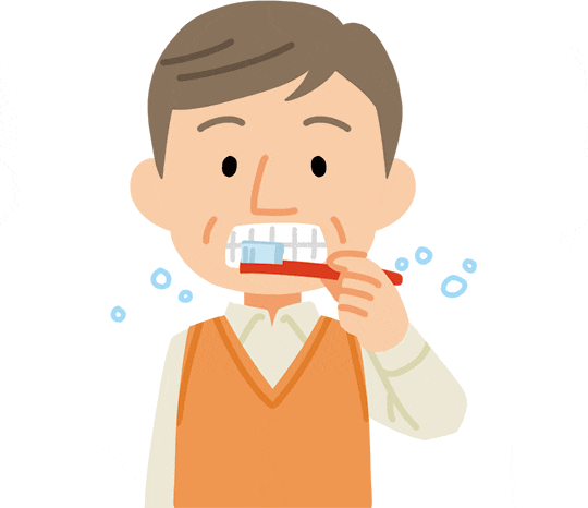 やわらかい歯ブラシで歯をみがく患者さん