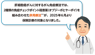肝細胞がんに対するがん免疫療法では併用療法が保険診療の対象となりました