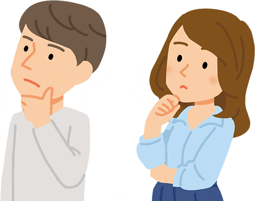 考える男女の患者さんのイラスト