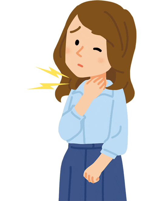 飲み込みにくくなったり痛みを感じる患者さんのイラスト