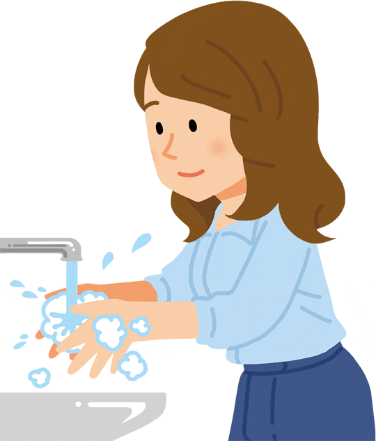 手洗いをする患者さん