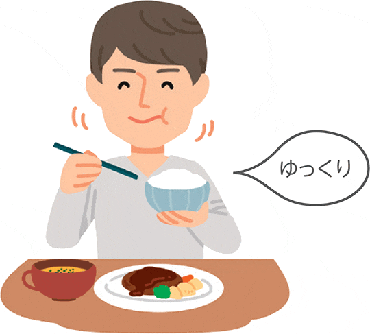 食事をゆっくり噛む患者さん