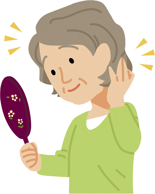 あらかじめ髪を短く切る患者さんのイラスト