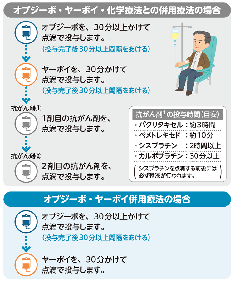 オプジーボ・ヤーボイ・化学療法との併用療法の場合
