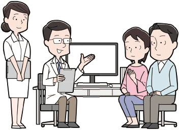 医師・看護師の話を聞く患者さん