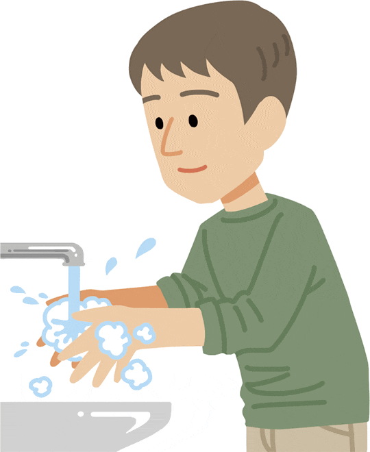 手洗いをする患者さん