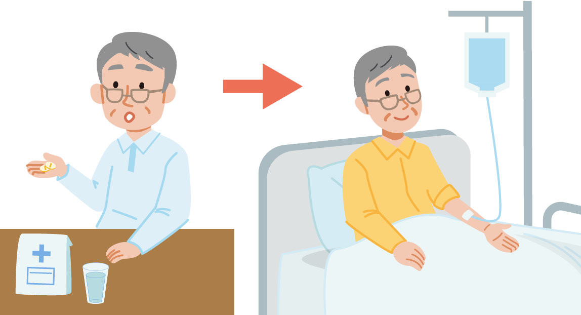 飲み薬による化学療法から点滴による化学療法に切り替えた
