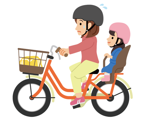  保育園に送り届け、出勤（自転車）