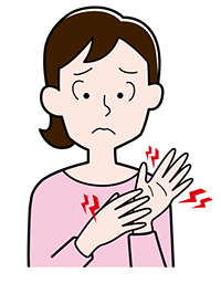 手がしびれる女性のイラスト