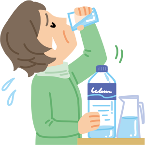 水を多く飲む患者さんのイラスト