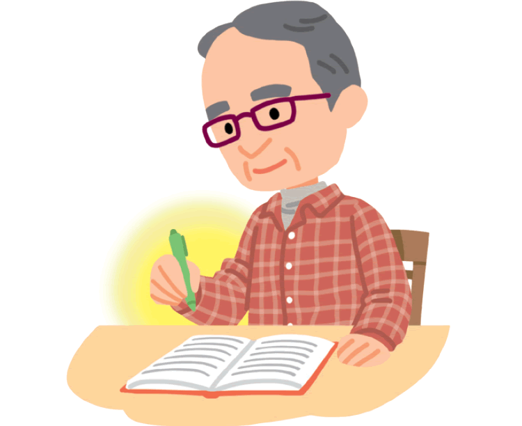 学習する患者さんのイラスト