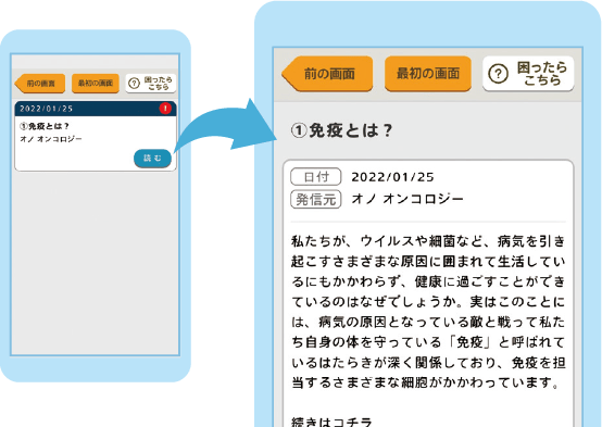 お知らせ内容の一例