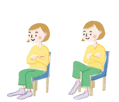 座って膝からももを上げる