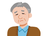 不安な表情の男性のイラスト