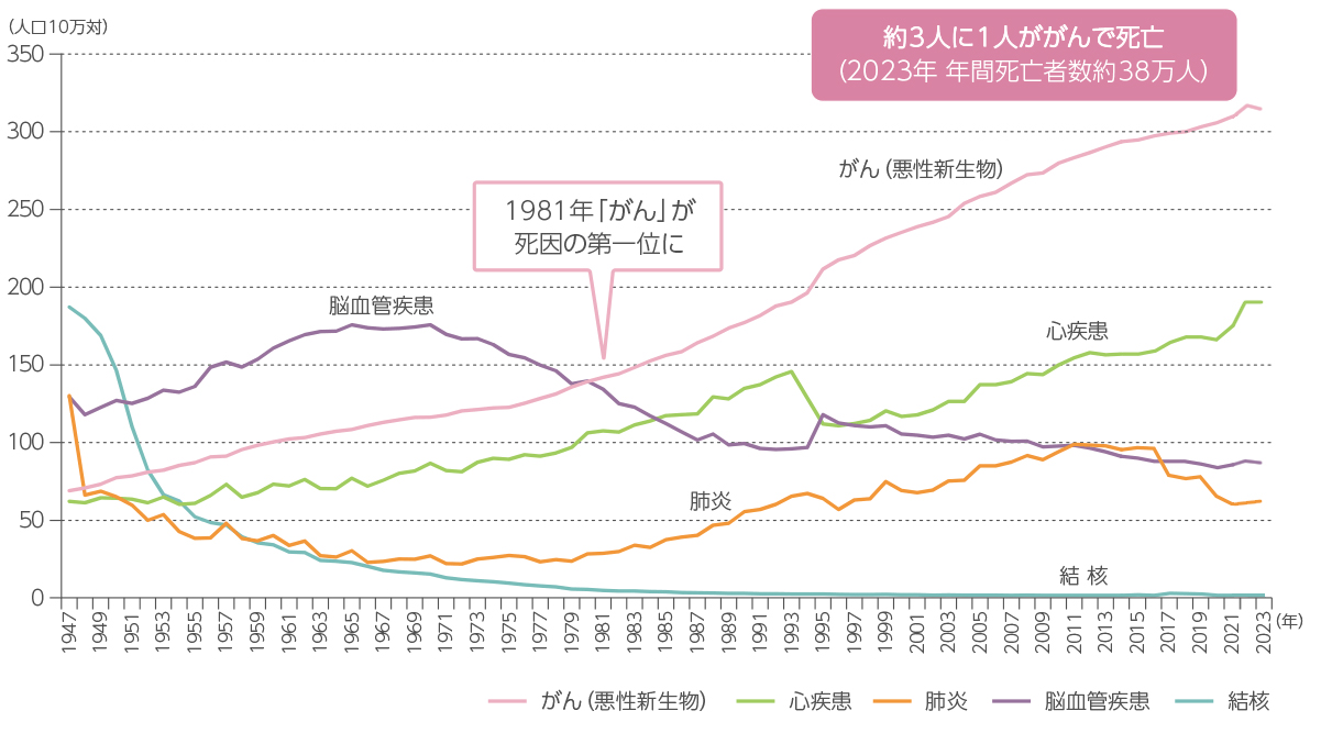 我が国における粗死亡率の推移（主な死因別）